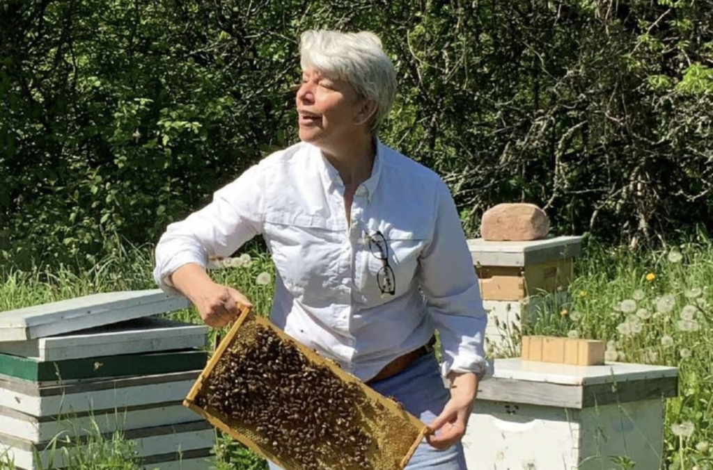 Sheilagh Ashworth with bees
